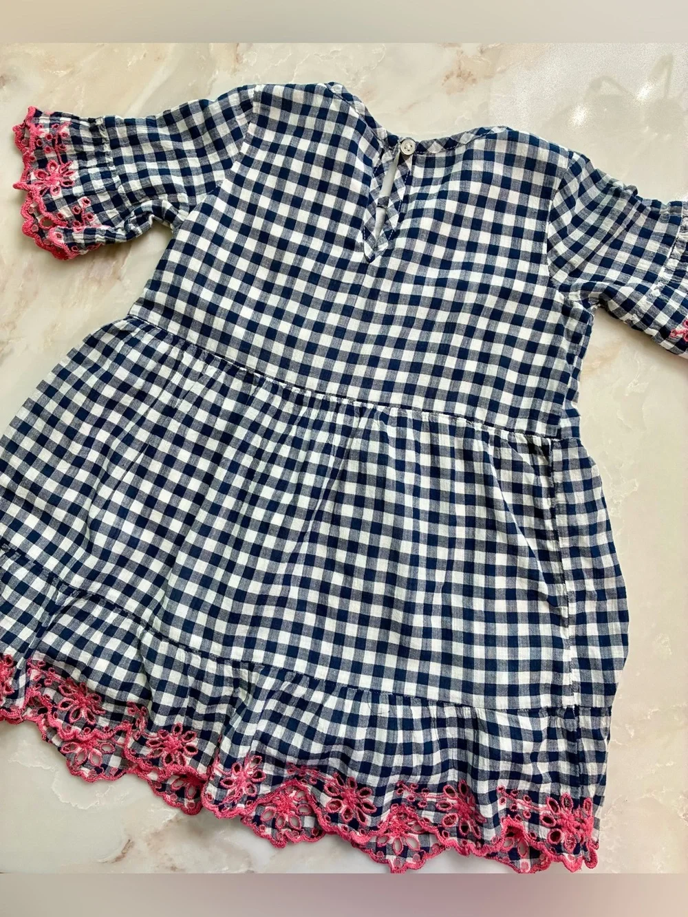 Gap Kids Gingham Dress with Pink Trim